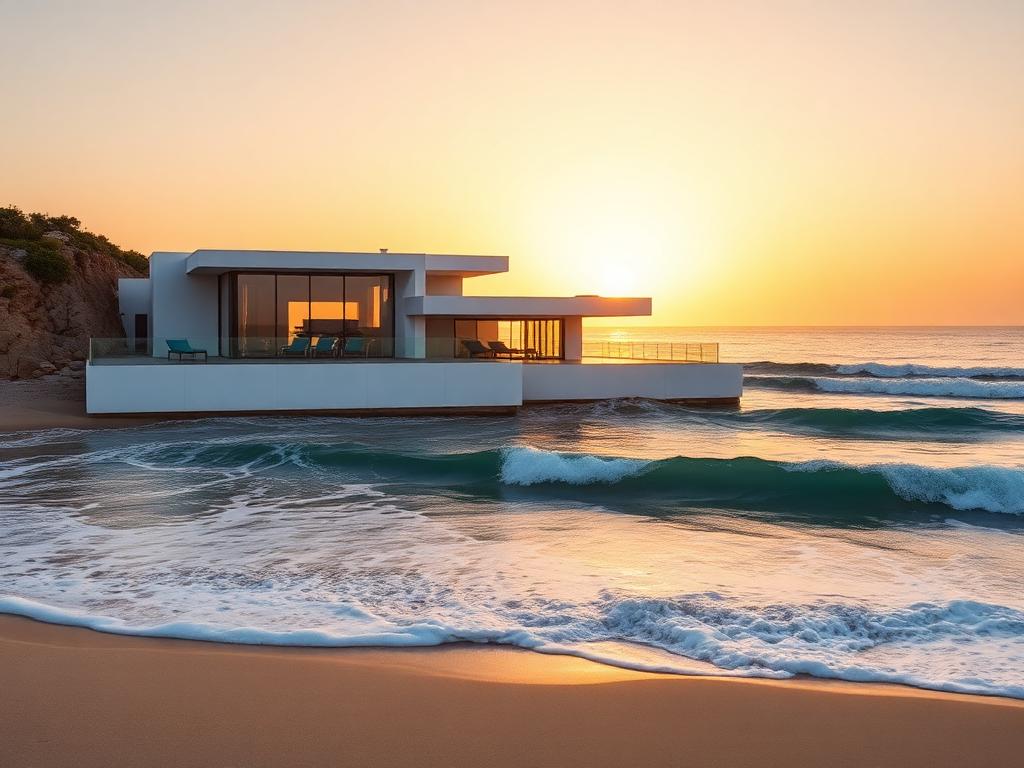 Bord de mer d'Aglou au Maroc au coucher du soleil